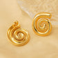 Lines Spiral Stripe Earrings [304 Stainless Steel,18K Gold Plated]