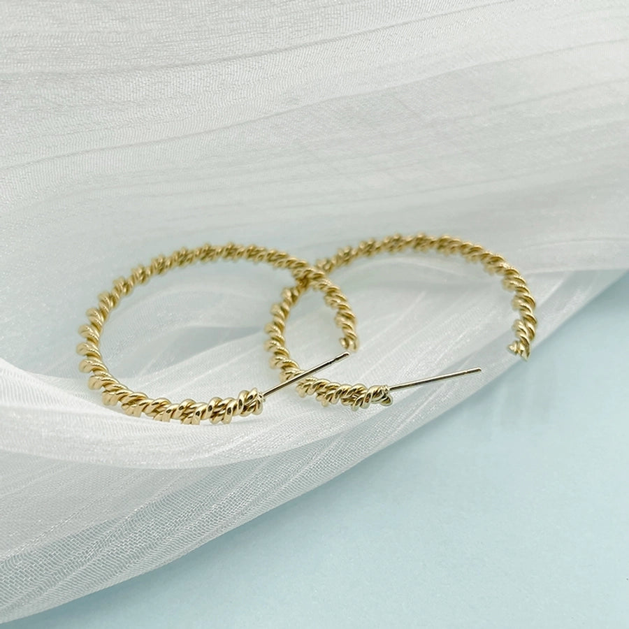 Twist Braid Hoop Earrings [304 Stainless Steel,14K Gold Plated]