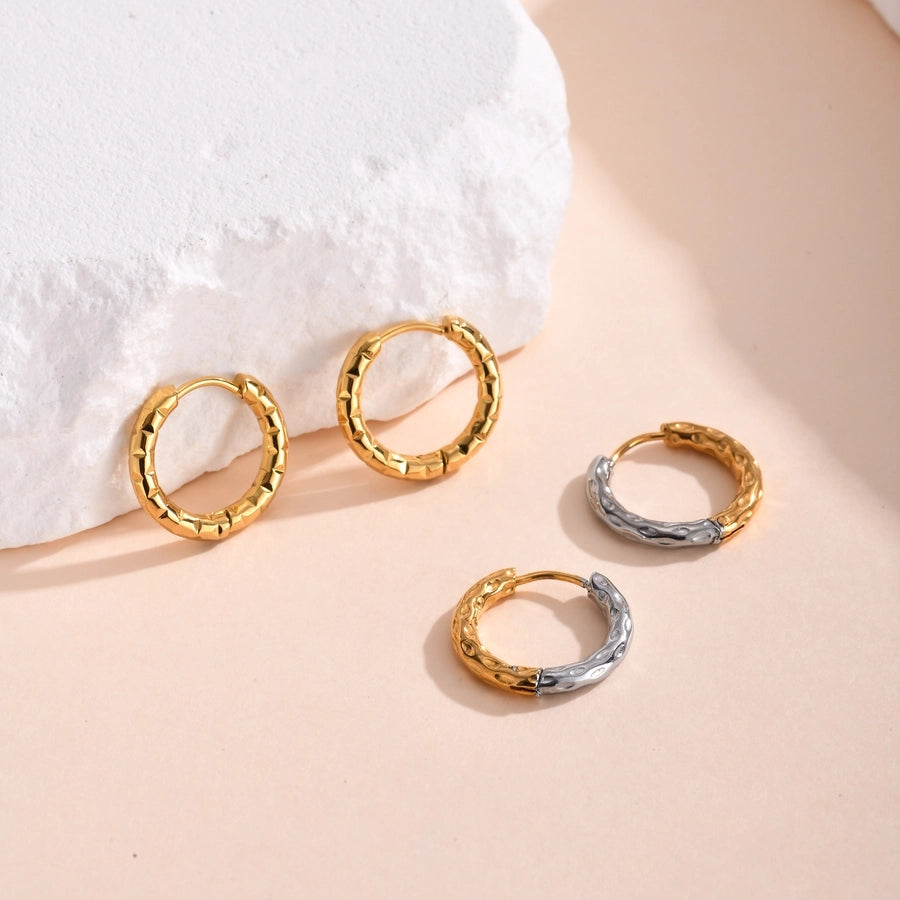 Color Block Solid Color Hoop Earrings [201 Stainless Steel,18K Gold Plated]