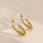 Silver Gold U Shape Zircon Earrings [304 Stainless Steel,18K Gold Plated]