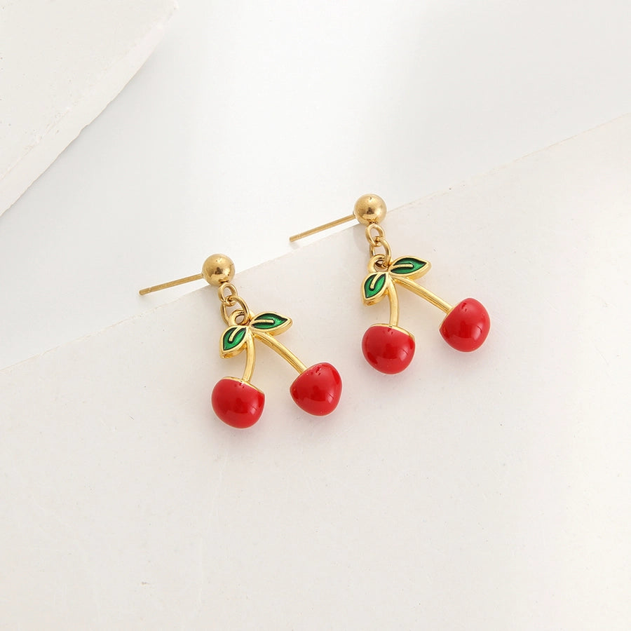 Cherry Strawberry Enamel Plating Earrings/Necklace  [304 Stainless Steel]