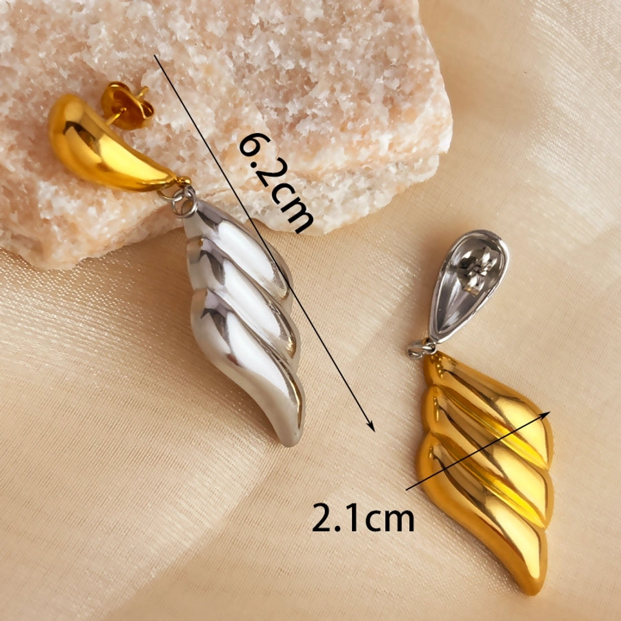 Silver Gold Wings Drop Earrings [304 Stainless Steel,18K Gold Plated]