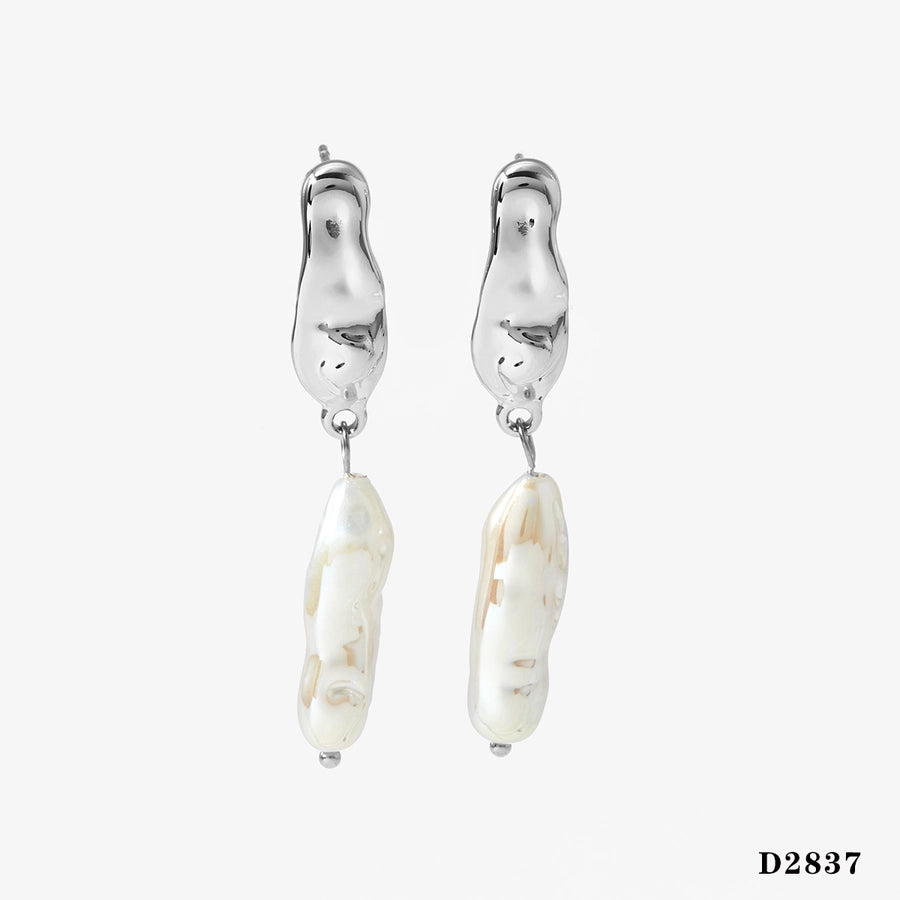 Boucles d'oreilles en perles d'imitation [304 en acier inoxydable, plaqué d'or 16k]