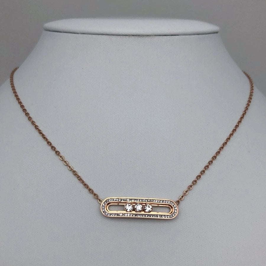 Paperclip Zircon Necklace [304 Stainless Steel]