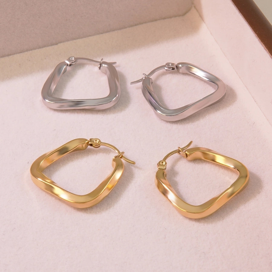 Triagle Hoop Earrings [304 Stainless Steel,18K Gold Plated]