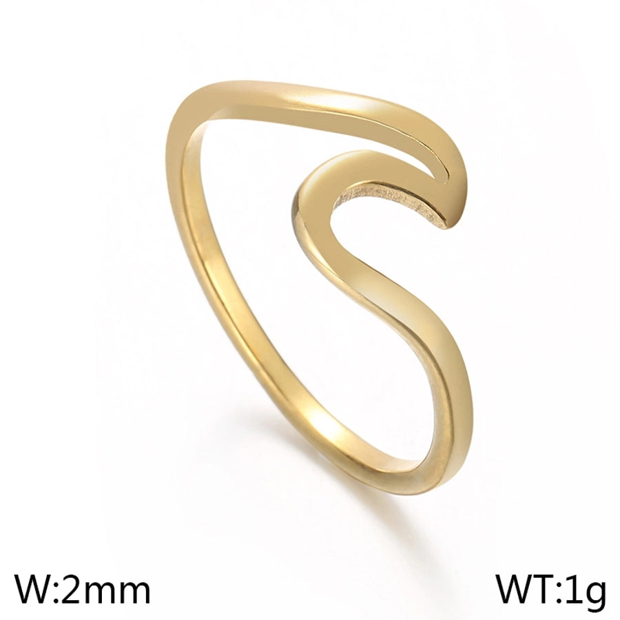 Golven ring [304 roestvrij staal 18K vergulde goud]