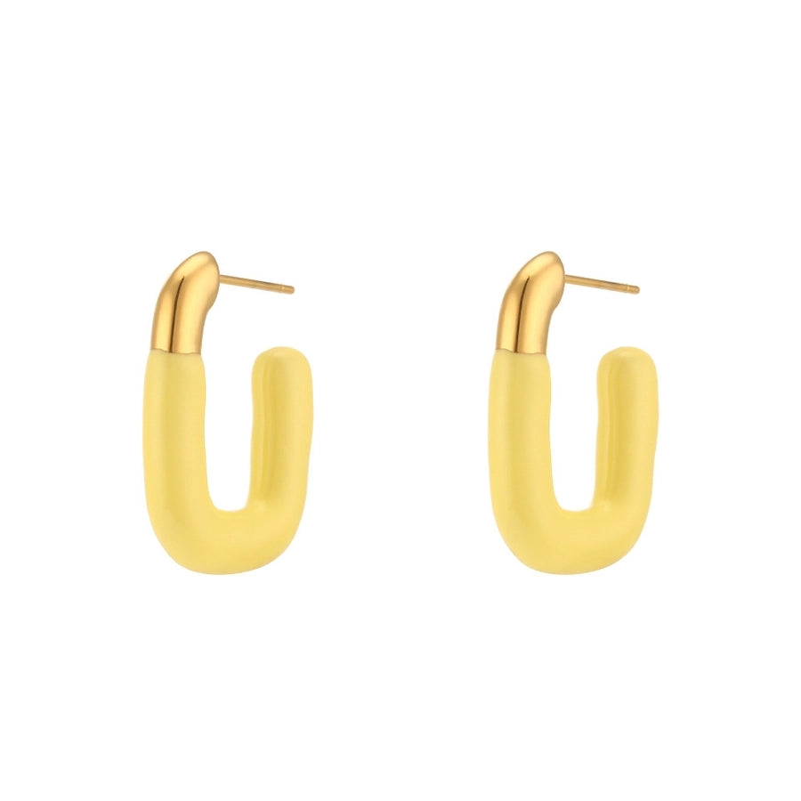 Pastel U Shaped Earrings [304 Stainless Steel,18K Gold Plated]