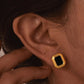 Black Square Agate Earrings [201 Stainless Steel,18K Gold Plated]