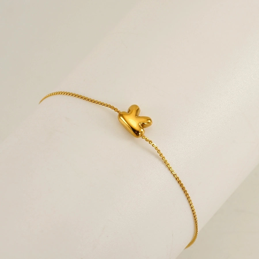 Pulseira de letra de estilo simples [304 aço inoxidável, peito de ouro de 18k]