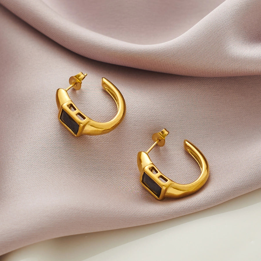 Baroque Style Ear Studs [304 Stainless Steel,18K Gold Plated]