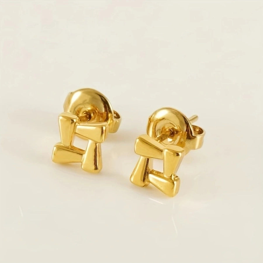 Golden Love Heart/Cloud/Airplane/Mouth Shape Stud -oorbellen [roestvrij staal]