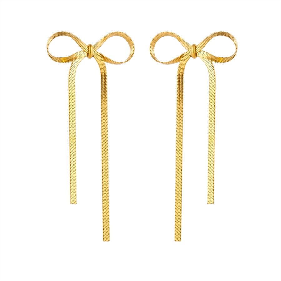 Bow Knot Drop Earrings [304 Stainless Steel 18K Gold Plated]