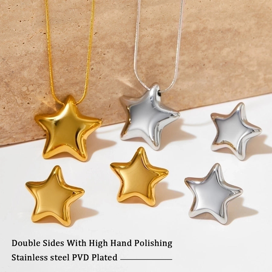 Star Earrings/Necklace [304 Stainless Steel, 16K Gold Plated]