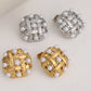 Luxurious Square Grid Rhinestone Earrings [304 Stainless Steel,18K Gold Plated]