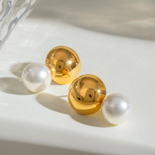 Artificial Pearls Drop Earrings [304 Stainless Steel]