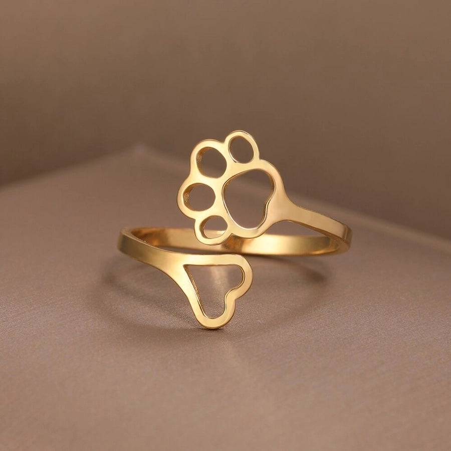 Paw Print Open Ring [304 Stainless Steel 18K Gold Plated]