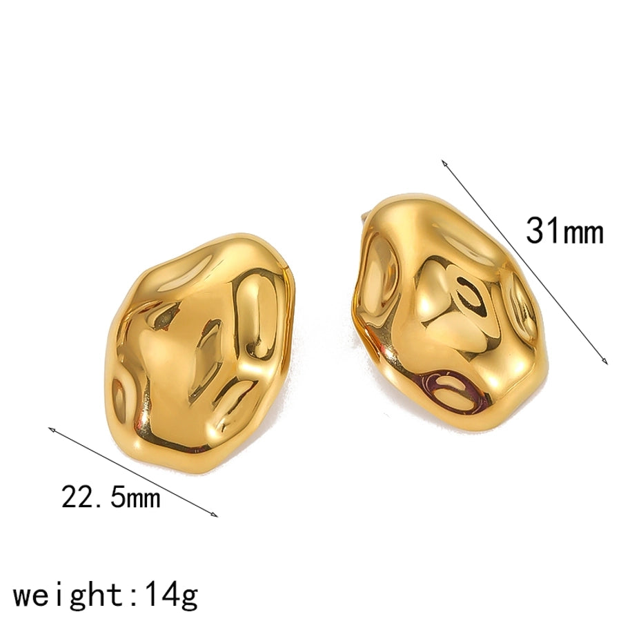 Geometric OvalEarrings [304 Stainless Steel,18K Gold Plated]