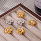 Round Flower Artificial Pearls Earrings [304 Stainless Steel,18K Gold Plated]