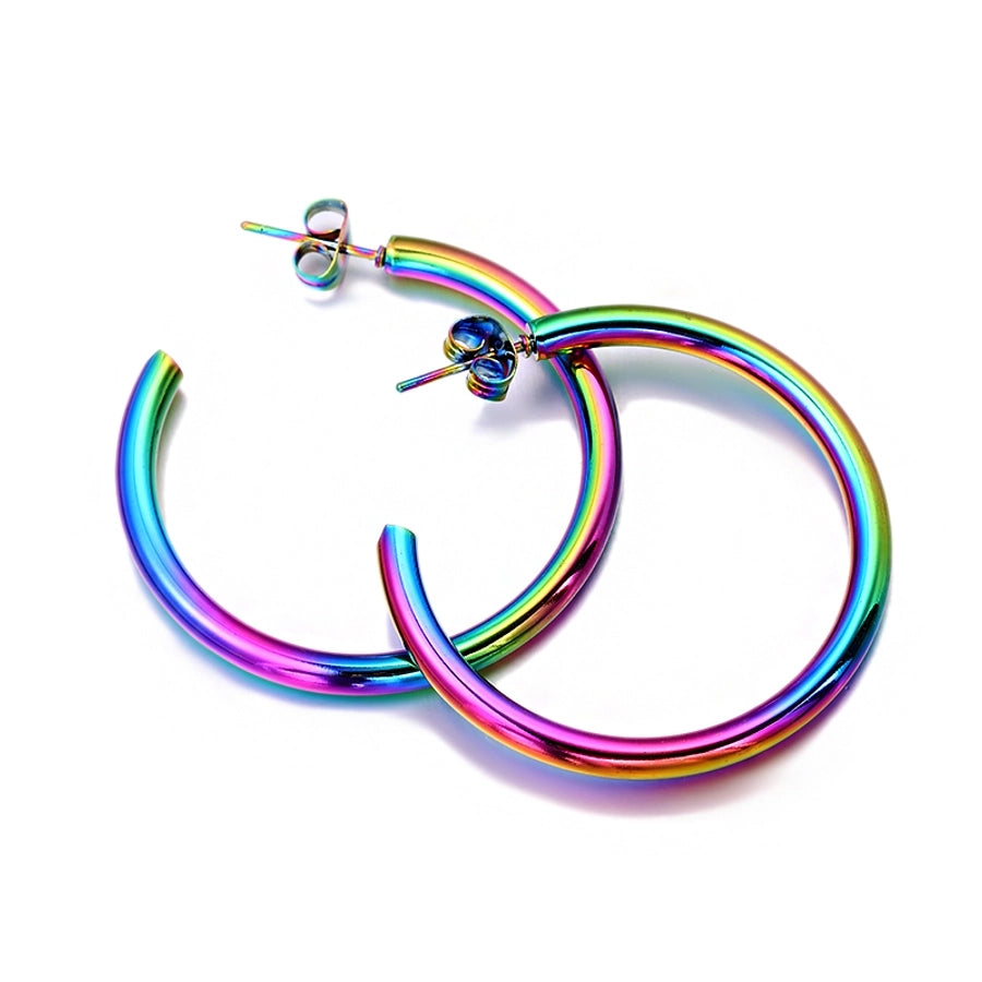 Multicolor -Hoop -Ohrringe [304 Edelstahl, 18K Gold plattiert]