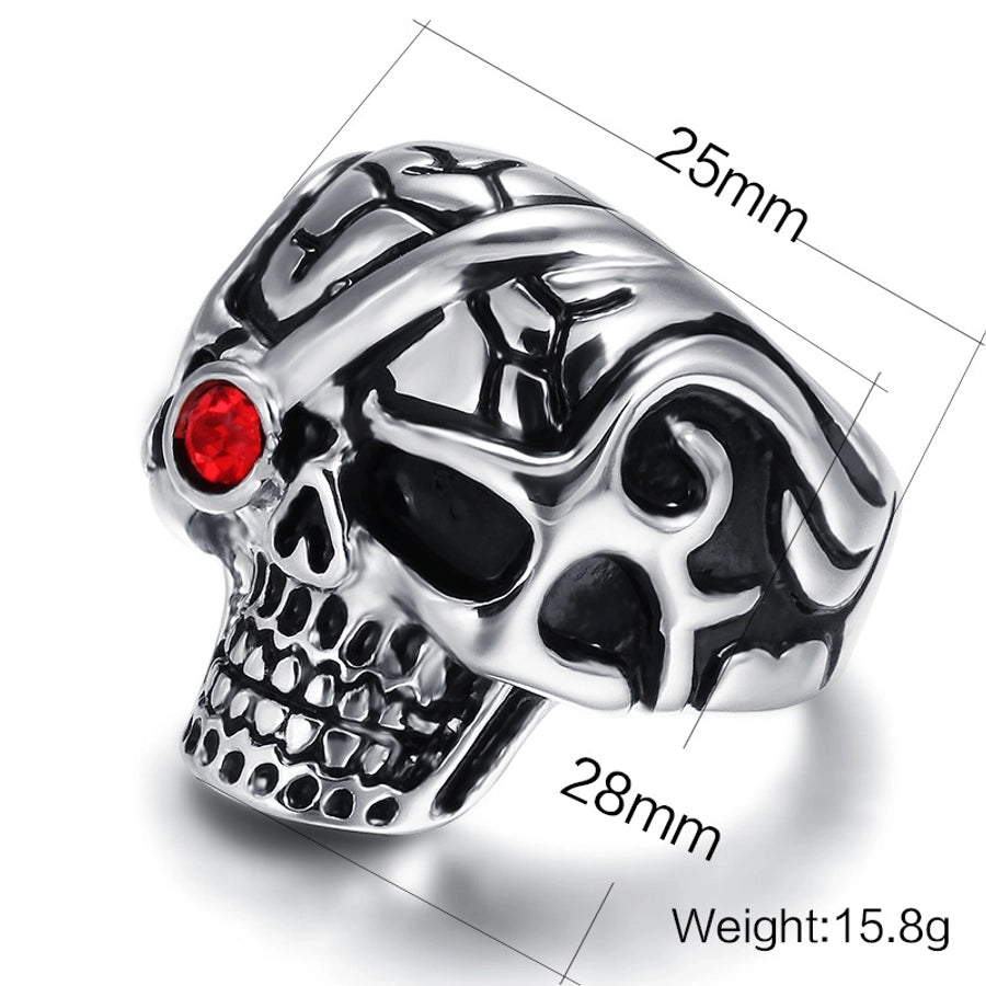 Simple Style Skull Eagle 304 Stainless Steel Polishing Plating Inlay Zircon Halloween Men'S Rings