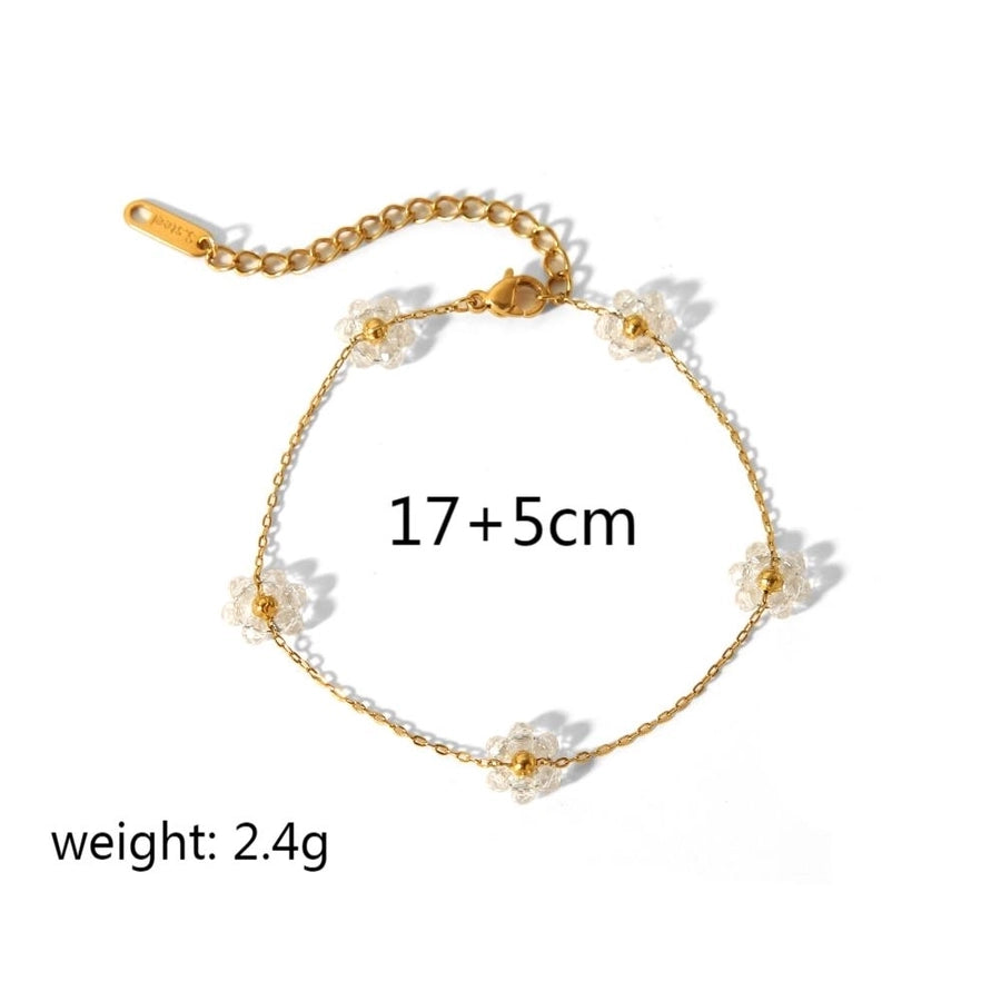 Colored Flower Necklace/Bracelet/Anklet [Stainless Steel,18K Gold Plated]