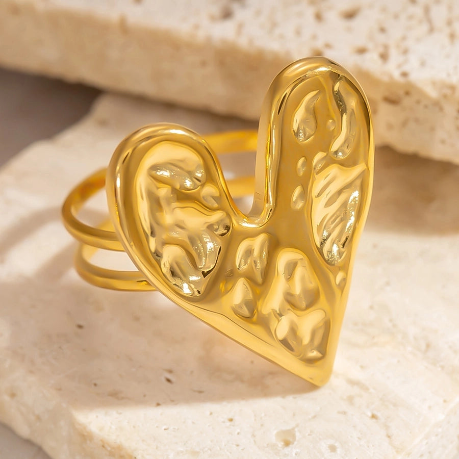 French Style Heart Shape Open Rings  [304 Stainless Steel]