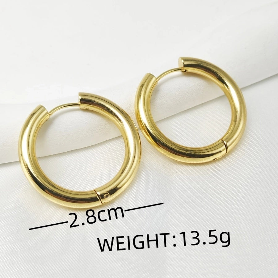 Round Oval Circle Earrings [304 Stainless Steel,18K Gold Plated]