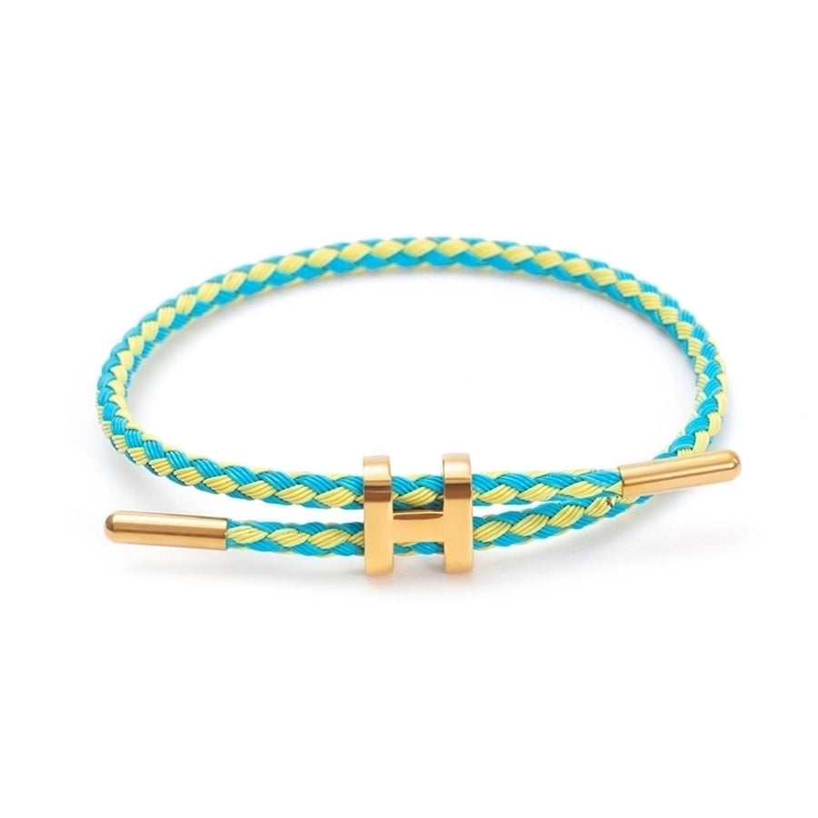 H Letter Wire Rope  Bracelets [304 Stainless Steel, 18K Gold Plated]