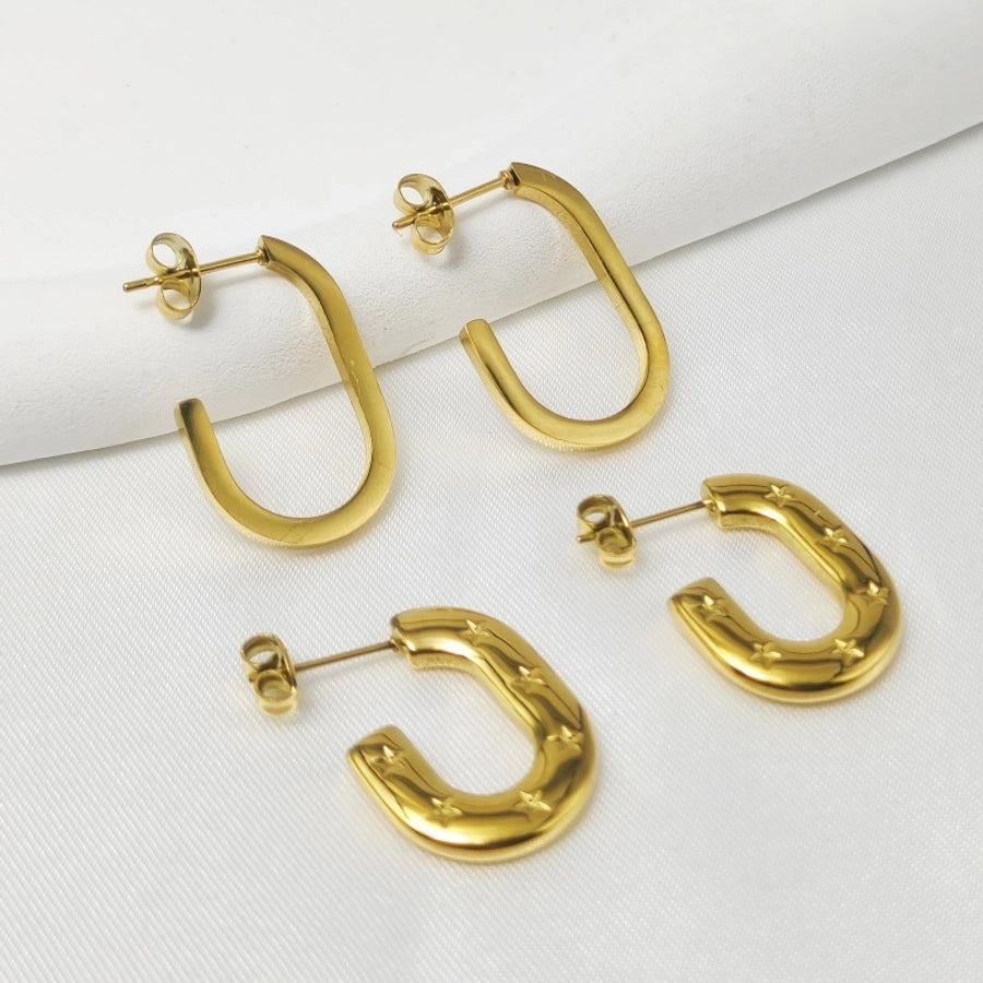 Boucles d'oreilles géométriques [304 en acier inoxydable, 18 carats en or]