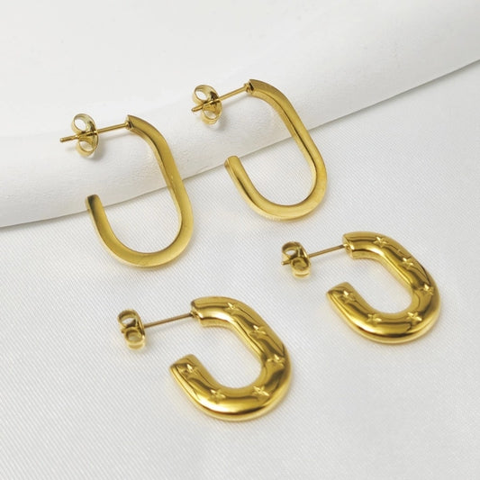 Pendientes geométricos [304 acero inoxidable, 18k dorado chapado]