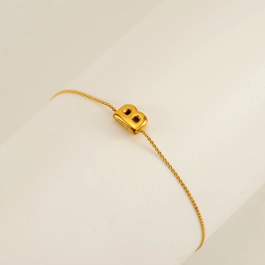 Bracelet de lettre de style simple [304 en acier inoxydable, 18 carats en or]