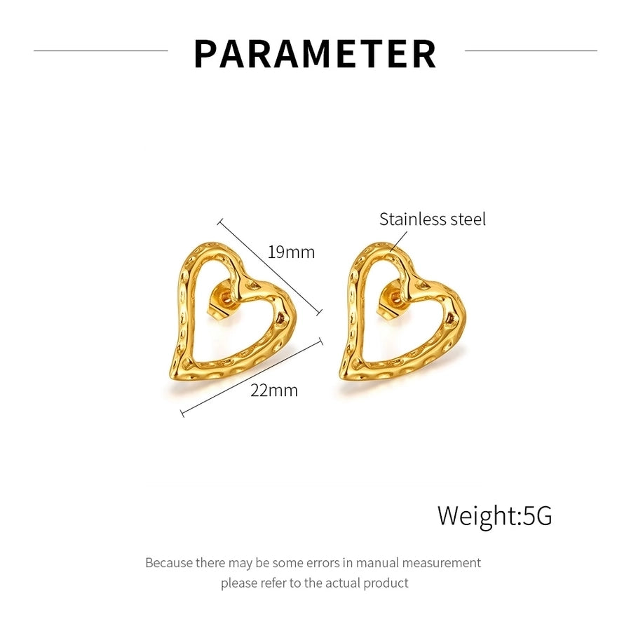 Hollow Heart Shape Earrings [304 Stainless Steel]