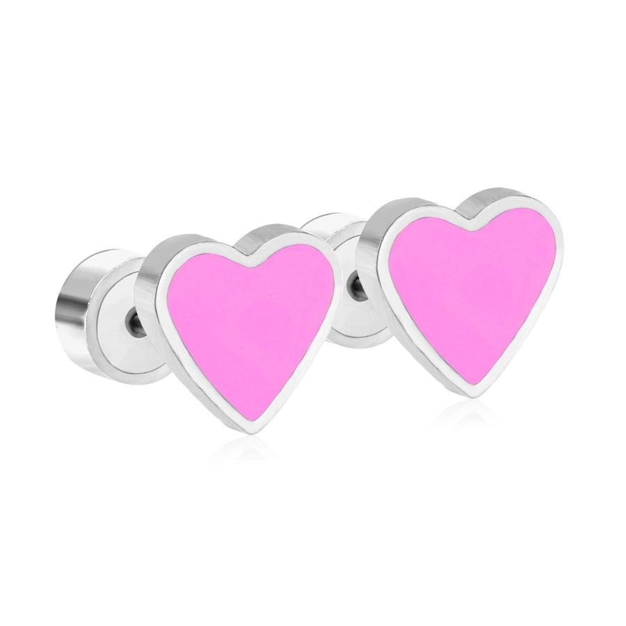 Boucles d'oreilles en forme de coeur rouge rose [304 en acier inoxydable]