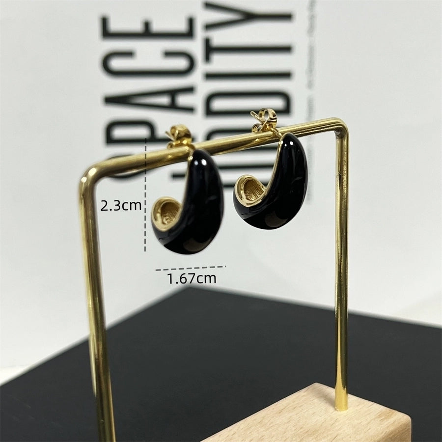 Water Droplet Colored Earrings [304 Stainless Steel]