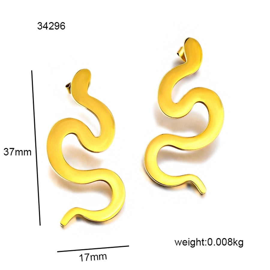 Flat Snake Earrings [304 Stainless Steel,18K Gold Plated]