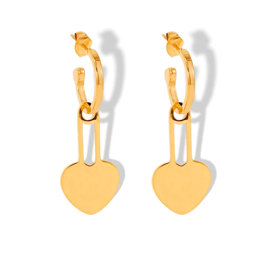 Heart/Rhombus/Round Drop Earrings [304 Stainless Steel,18K Gold Plated]