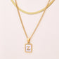 Letter RectanglePendant Necklace[304 Stainless Steel, 18K Gold Plated]