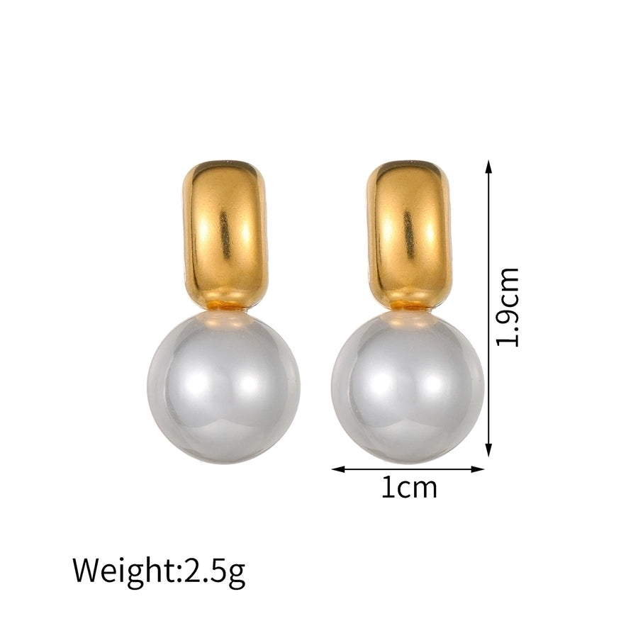 Pearl Gold Earrings [304 Stainless Steel]