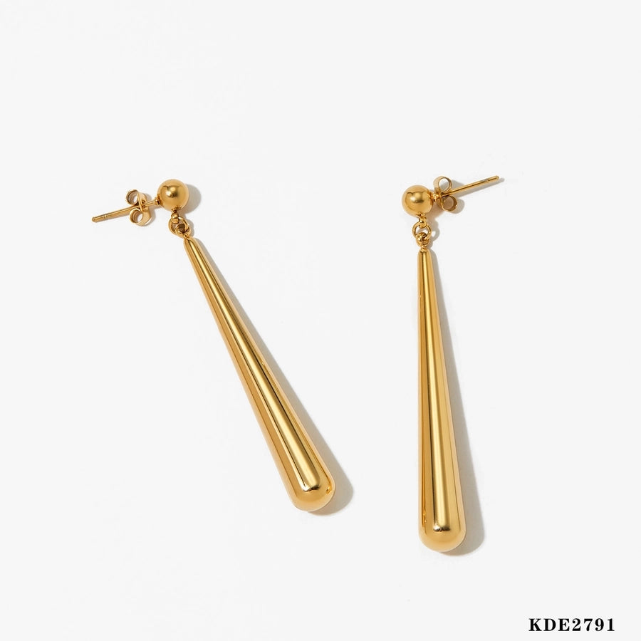 Water Droplets Drop Earrings [304 Stainless Steel,16K Gold Plated]