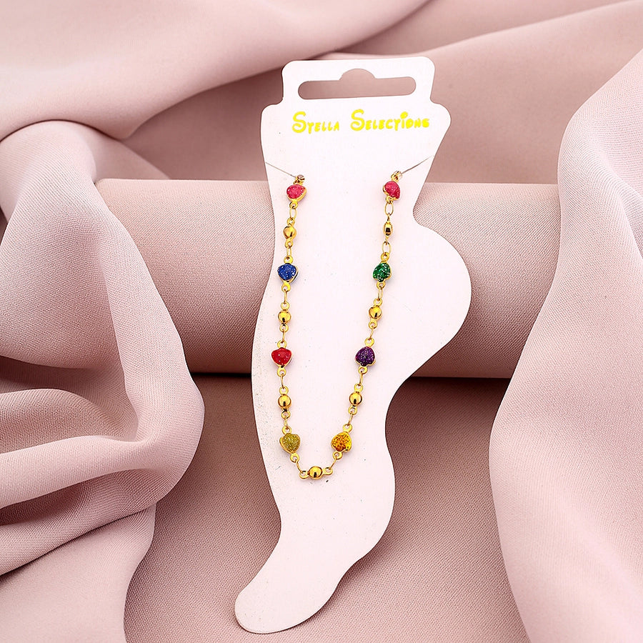 Stones Anklet [304 Stainless Steel, 18K Gold Plated]