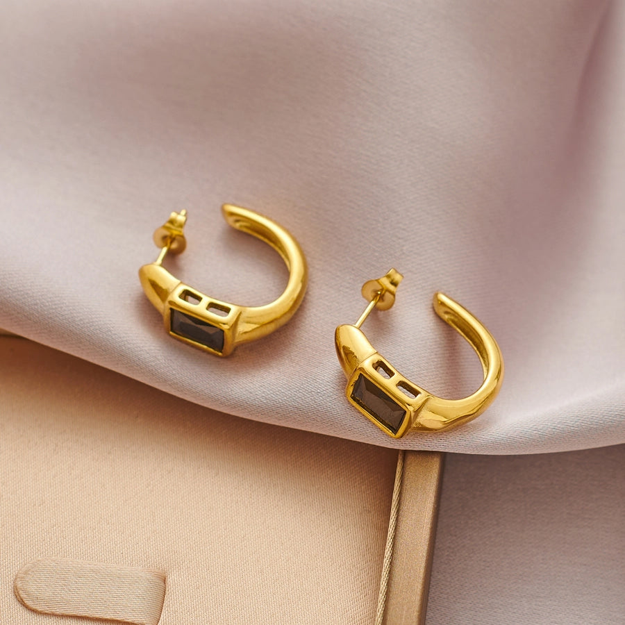 Baroque Style Ear Studs [304 Stainless Steel,18K Gold Plated]