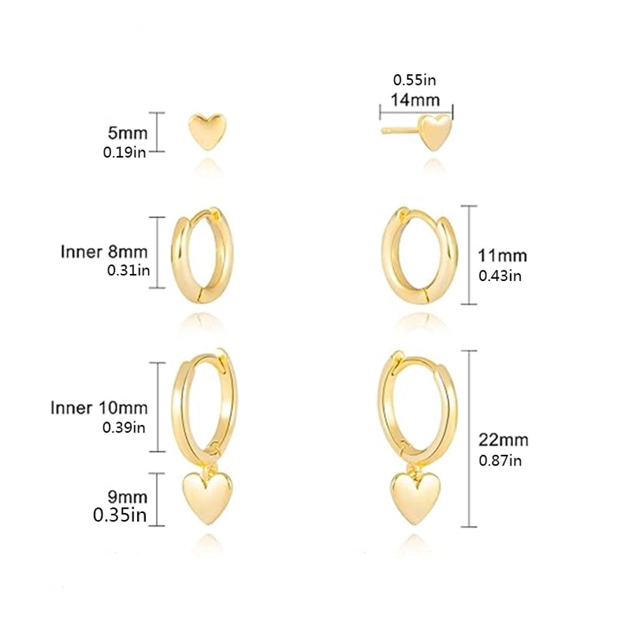 Heart Stud Earrings Set [304 Stainless Steel]