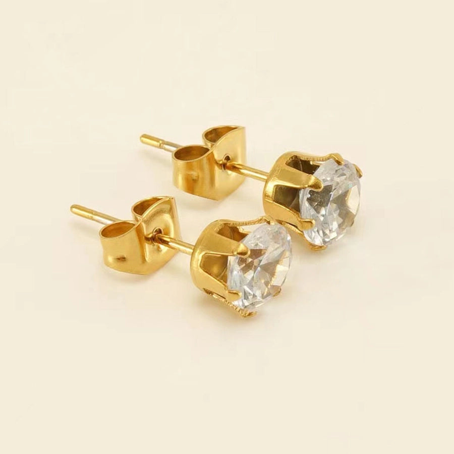 Round Pearl Rhinestone Earrings [304 Stainless Steel,18K Gold Plated]