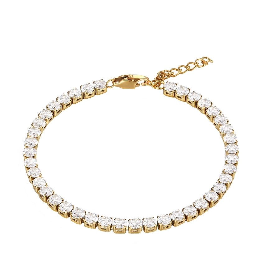 Square Zircon Chain Bracelet [304 Stainless Steel,18K Gold Plated]