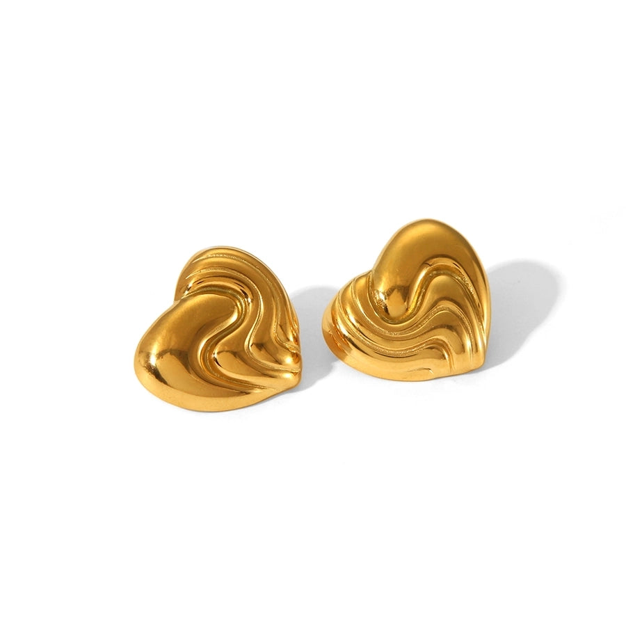 Heart Shape Plating Earrings [304 Stainless Steel,18K Gold Plated]