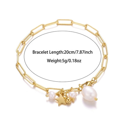 Bracciale perle di perle d'acqua dolce retrò [acciaio inossidabile 304, oro 18K placcato]