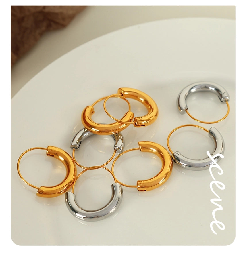 Semicircle Hoop Earrings [304 Stainless Steel,18K Gold Plated]