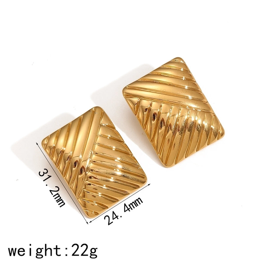 Rectangle Designs Earrings [304 Stainless Steel,18K Gold Plated]