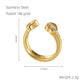 Zircon Double Heart Open Ring [Stainless Steel, 18K Gold Plated]