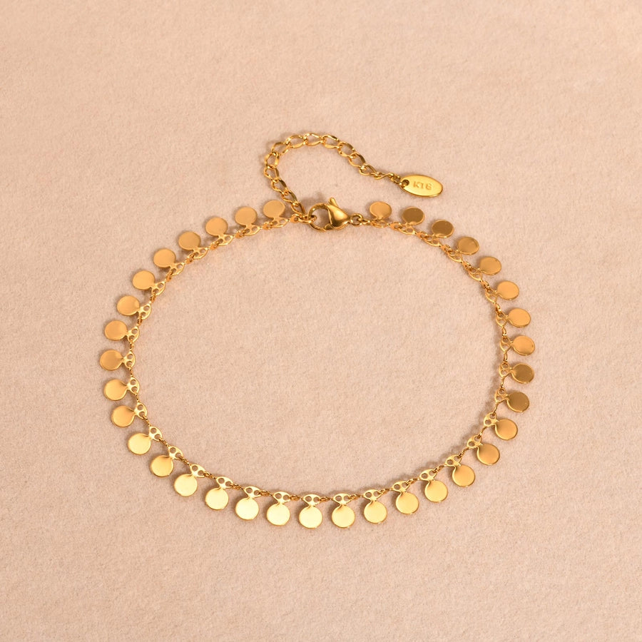 Round Coins Anklet [201 Stainless Steel, 18K Gold Plated]